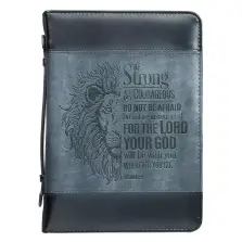 Medium Be Strong Lion Two-Tone Classic Bible Cover - Joshua 1:9