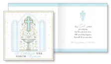 Baby Boy Baptism Card - Single