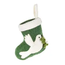 Handmade Felt Dove Mini Stocking Christmas Decoration