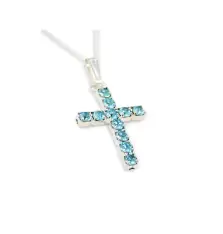 Aqua Swarovski Crystal Cross Pendant