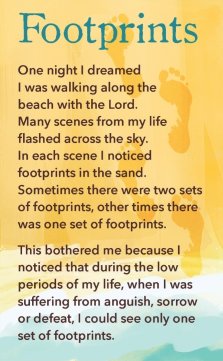 Prayer Card Footprints - Double Sided (pack of 20)