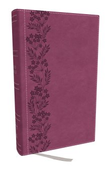 NKJV Personal Size Large Print Bible with 43,000 Cross References, Pink Leathersoft, Red Letter, Comfort Print