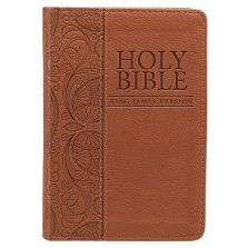 KJV Bible Mini Pocket Faux Leather, Toffee Brown