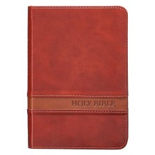 KJV Compact Large Print Imitation Leather Brown, Ribbon Marker, Words of Christ in Red, Maps