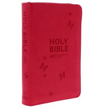 NIV Pocket Sized, Bible, Pink, Imitation Leather, Anglicised, Zip, Ribbon Marker, Presentation Page, Gilt Edge