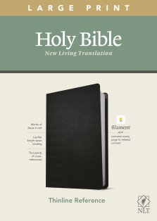 NLT Large Print Thinline Reference Bible, Filament Enabled (LeatherLike, Cross Grip Black, Red Letter)