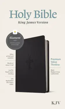 KJV Premium Value Thinline Bible, Filament Enabled (LeatherLike, Black Radiant Cross, Red Letter)