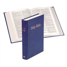 KJV Pew Bible, Blue, Hardback, Clear Print, Ribbon Marker, Presentation Page, Reading Plan, Glossary, Line Drawings, Sewn Binding