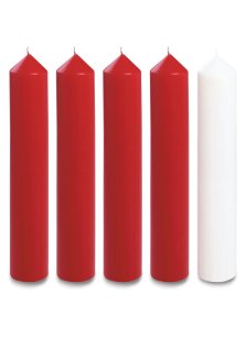 8" x 2" Advent Candle Set - Red and White