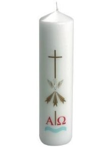 8" x 2" White Baptismal Pillar Candle Single