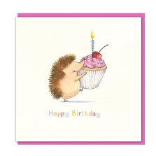 Hedgehog and Cupcake Birthday Single Card