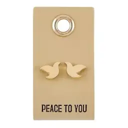 Earrings-Peace To You/Dove Studs On Leather Tag