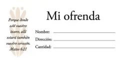 Sobre: Mi ofrenda (My Offering)