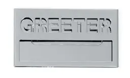 Greeter Badge with Cut-Out Lettering - Silver  Finish