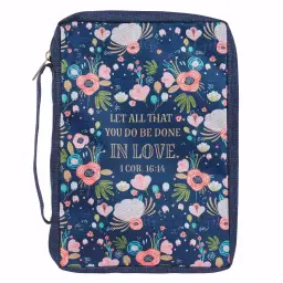 Medium Done in Love Navy Floral Value Bible Case - 1 Corinthians 16:14