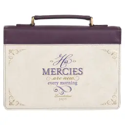 Large Mercies Are New Dark Purple Vegan Leather Fashion Bible Cover  - Lam. 3:22-23