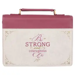 Large Be Strong & Courageous Plum Pink Vegan Leather Fashion Bible Cover   - Joshua 1:9