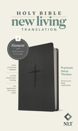 NLT Premium Value Thinline Bible, Filament Enabled (LeatherLike, Trinity Cross Black)