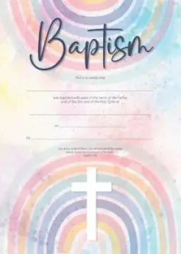 Baptism Certificate - Cross with Rainbow (Child) - 10 pack