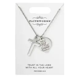 Necklace-Trust In The Lord...-Silver Plated (Prov. 3:5-6) (15" w/ 2" Extender)