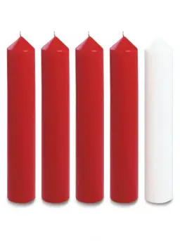 12" x 2" Advent Candle Set - Red & White