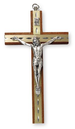 6" Mahogany Wood Crucifix