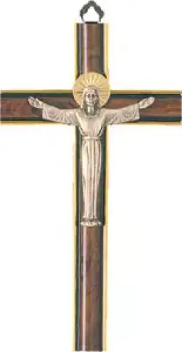 8 Inch Metal Risen Christ Wood Crucifix