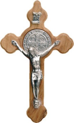 3" Olive Wood Hanging Benedict Crucifix