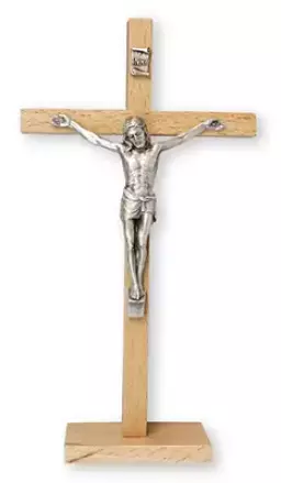 6 3/4 Inch Beech Wood Standing Crucifix