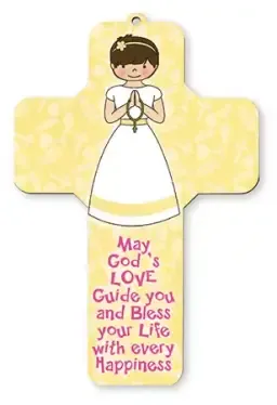 Communion Girl Wood Cross 7 inch