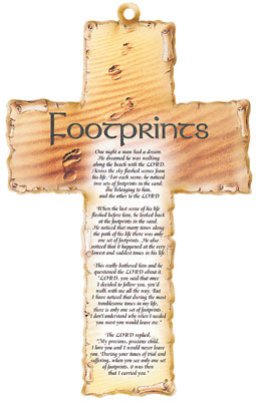 6" Footprints Wood Cross