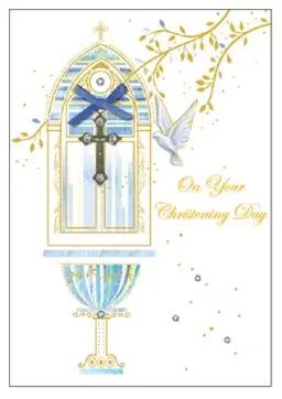 Boy's On Your Christening Day - Single Card