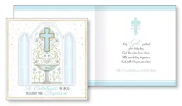 Baby Boy Baptism Card - Single