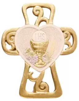 3 1/2" Resin Communion Cross with Gold Highlights