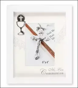 White Finish Communion Photo Frame with Chalice Motif