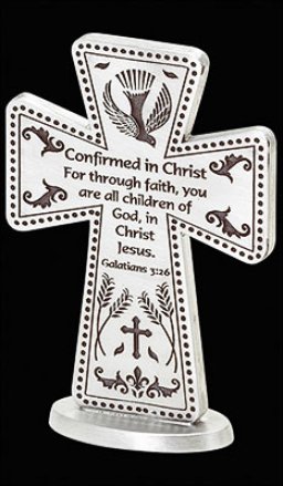 3" Confirmation Standing Pewter Cross