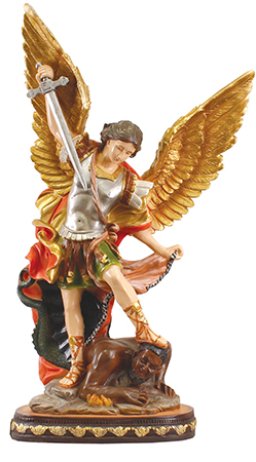 24" Saint Michael Full Colour Resin Fibreglass Statue