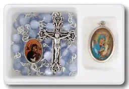 Blue Acrylic Rosary with Perpetual Help Medal