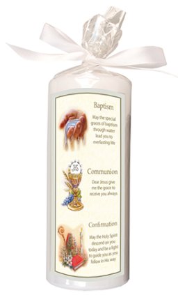 6" Gift Wrapped Baptism, Communion & Confirmation Candle