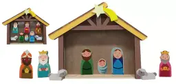 Childrens Wood Nativity Set with Shed