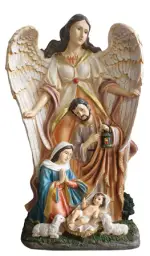 32" Holy Family & Angel Resin Nativity Set