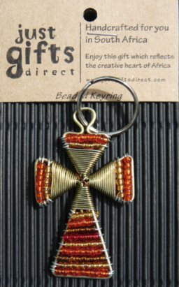 Beaded Cross Keyring