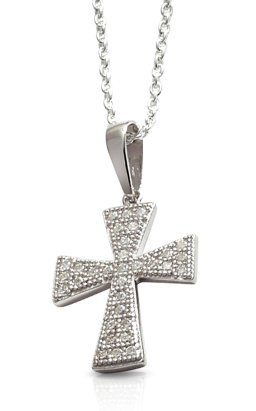 Silver Small Pave-Set CZ Cross Pendant