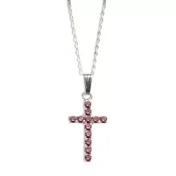 Light Rose Swarovski Crystal Cross Pendant