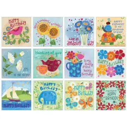 Eco-friendly birthday cards pack, pack of 12