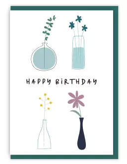 'Happy Birthday' (Stems) A6 Greeting Card with bible verse inside