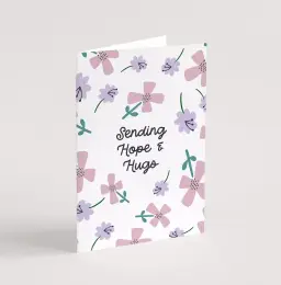 'Sending Hope and Hugs' (Petals) with bible verse A6 Greeting Card