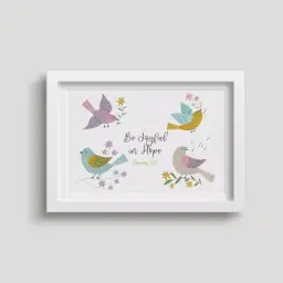 'Be Joyful in Hope' (Birds of Joy) 7x5 White Framed Print