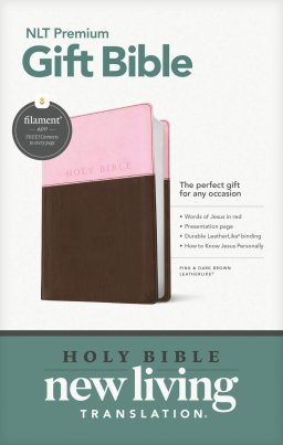 Premium Gift Bible NLT, Filament Enabled, TuTone (LeatherLike, Pink/Dark Brown, Red Letter)