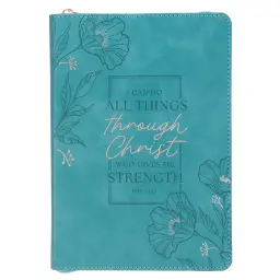 Journal Classic Zip Teal All Things Through Christ Phil. 4:13